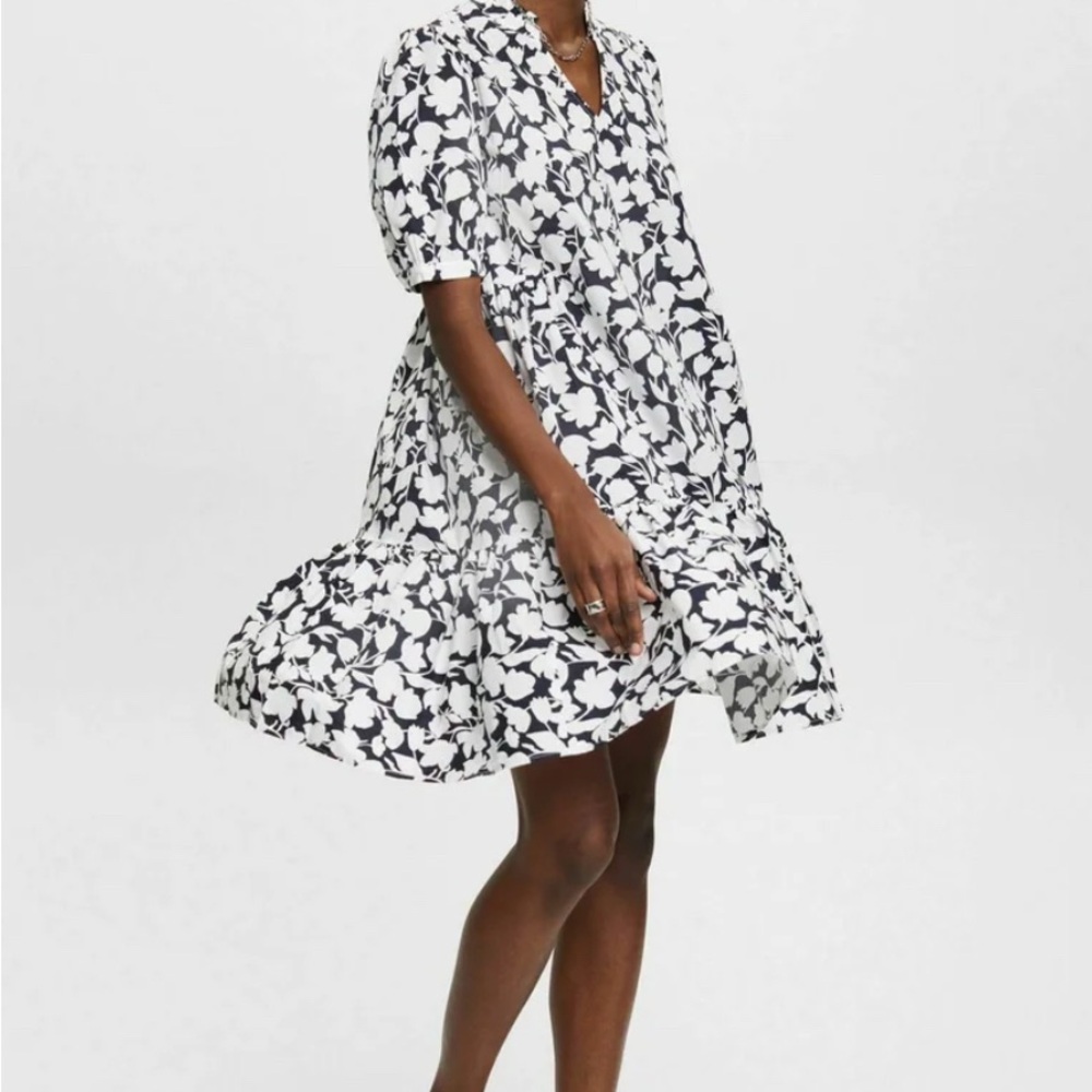 Esprit Black and White Floral Mini Dress